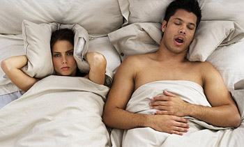 What causes snoring in males ? A Snoring partner often makes nights disturbing