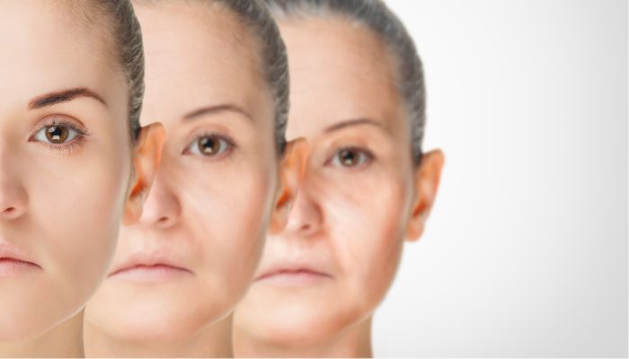 Image shows the process of aging in woman