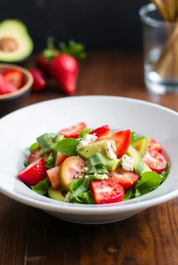 strawberry avocado tomato salad for cortisol balance