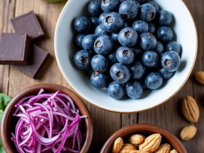 Polyphenol rich foods on a table